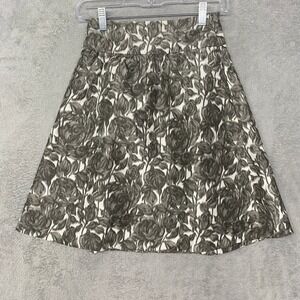 J.Crew Skirt Womens Size 0 Gray‎ Floral Print Silk Blend A Line